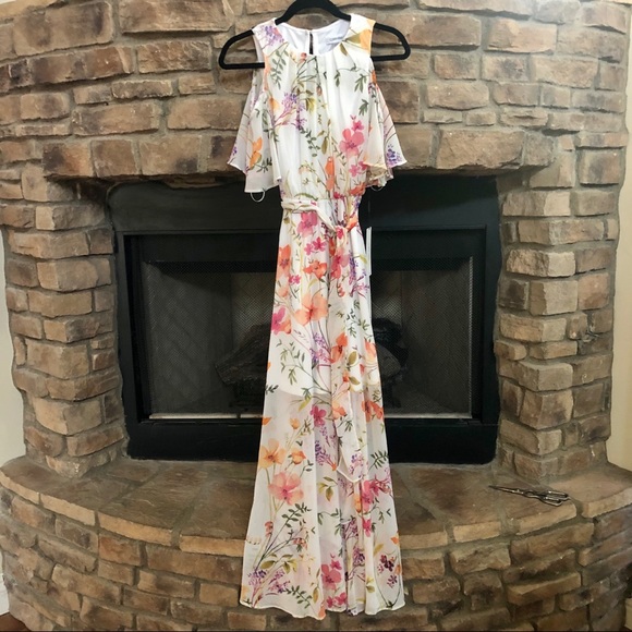 Calvin Klein Dresses & Skirts - NWT Calvin Klein long floral, cold shoulder